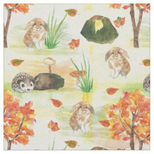 Watercolor Waldkaninchen, Igel Stoff