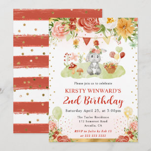 Watercolor Waldkaninchen Kindergeburtstag Einladung