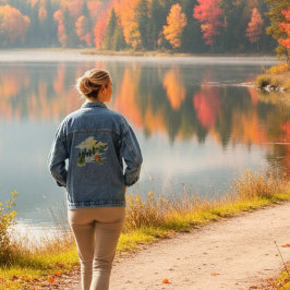 Watercolor-Waldszene Jeansjacke