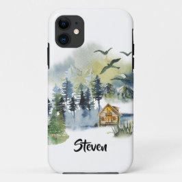 Watercolor-Waldszene personalisiert Case-Mate iPhone Hülle