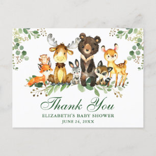 Watercolor-Waldtiere-Baby-Shower-Dankeschön Postkarte