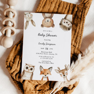 Watercolor-Waldtiere-Baby-Shower Einladung