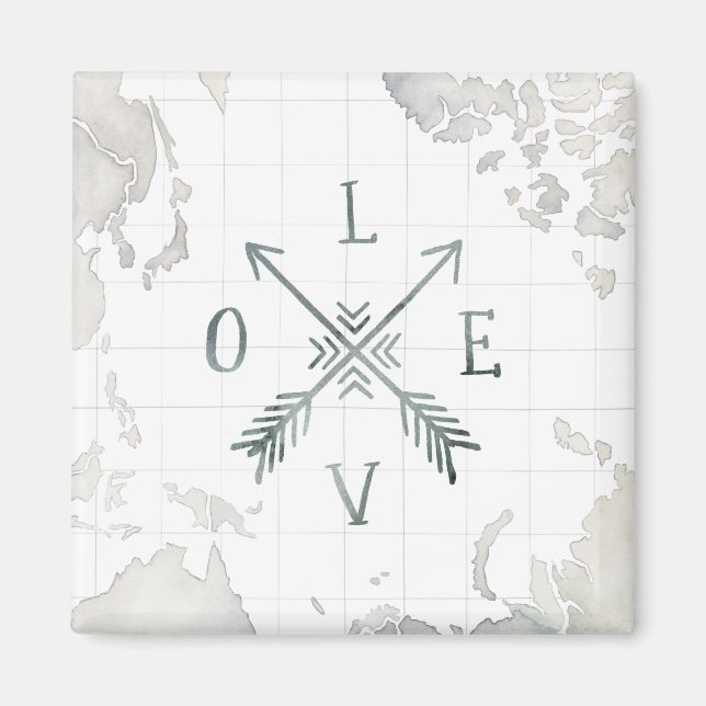 Watercolor Wanderlust Abenteuer III | LIEBE Magnet (Vorne)