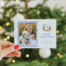 Watercolor Wappen Preppy Christmas Foto Card
