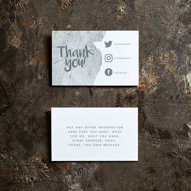 Watercolor waschen danke Soziallinks einfügen Kart Begleitkarte (Stone watercolor thank you insert Card for customer orders with social media details and message)