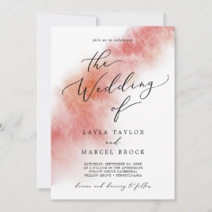 Watercolor Wash Apple Red Wedding Einladung