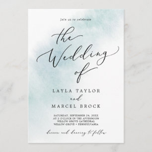 Watercolor Wash Blau die Hochzeit von Einladung