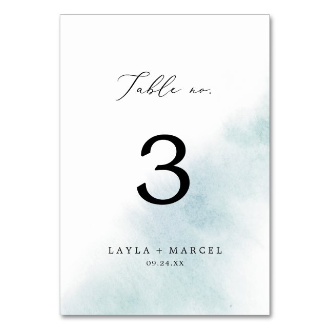 Watercolor Wash | Blaue Tischnummer (Vorderseite)