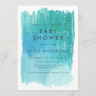 Watercolor Wash Blue Baby Dusche Einladung