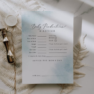Watercolor Wash Blue Baby Shower Predictions & Hinweiskarte