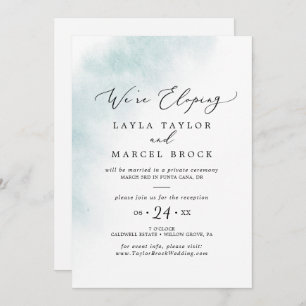 Watercolor Wash Blue Elopement Empfang Einladung