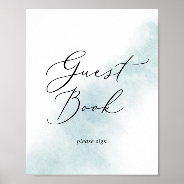 Watercolor Wash | Blue Guest Book Sign Poster (Vorne)
