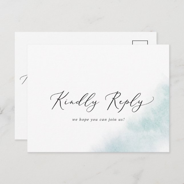 Watercolor Wash | Blue Menu UAWG Postcard Einladungspostkarte (Vorne/Hinten)