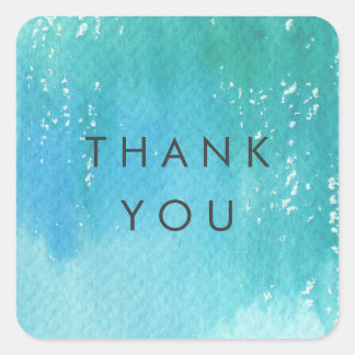 Watercolor Wash Blue Ombre Danke Stickers