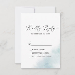 Watercolor Wash Blue Simple RSVP Card