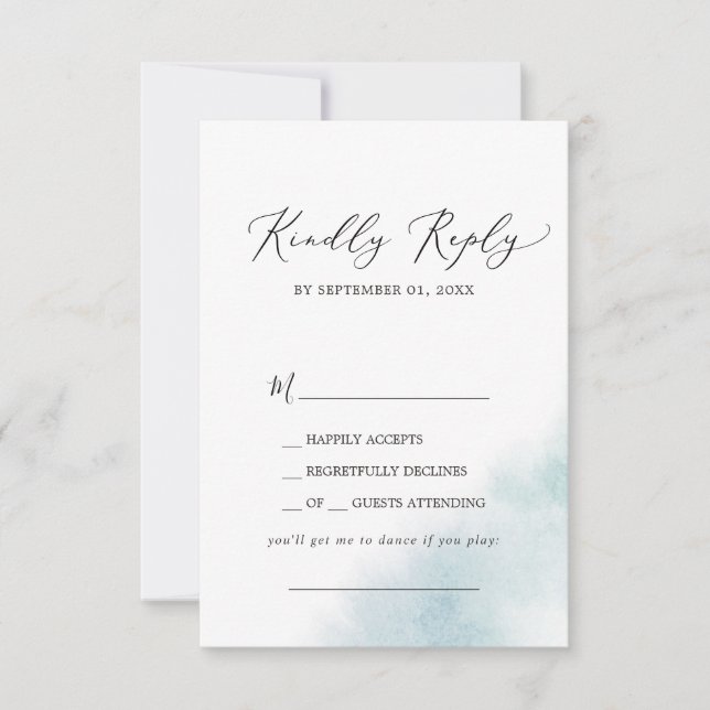Watercolor Wash | Blue Song Request RSVP Card (Vorderseite)