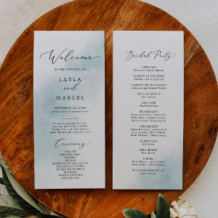 Watercolor Wash Blue Wedding Program Programm