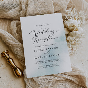 Watercolor Wash Blue Wedding Reception Einladung