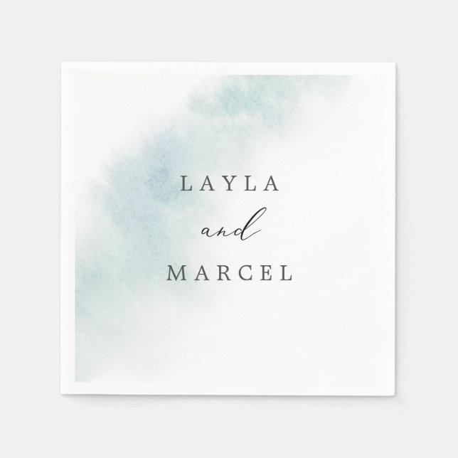 Watercolor Wash | Blue Wedding Serviette (Vorderseite)