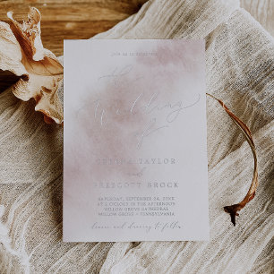 Watercolor Wash   Blush and Silver Foil Wedding Folieneinladung