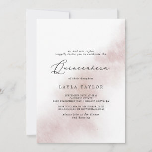 Watercolor Wash Blush Quinceañera Einladung