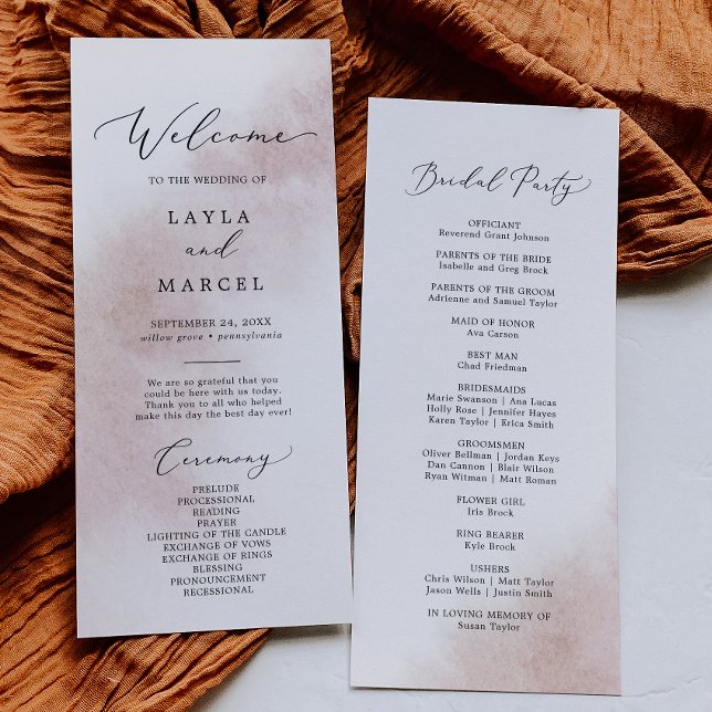 Watercolor Wash | Blush Wedding Program Programm (Von Creator hochgeladen)