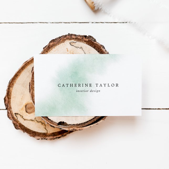 Watercolor Wash | Green Business Card Visitenkarte (Von Creator hochgeladen)