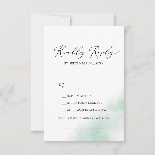 Watercolor Wash | Green Song Request RSVP Card (Vorderseite)