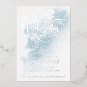 Watercolor Wash   Hochzeit von Blauen und Silberst Folieneinladung