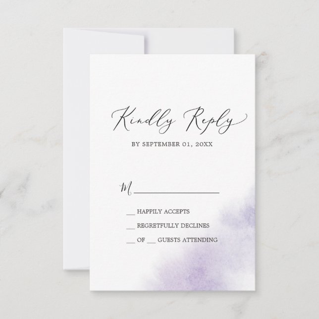 Watercolor Wash | Lila einfache RSVP-Karte RSVP Karte (Vorderseite)