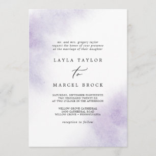 Watercolor Wash   Lila Hochzeit Einladung