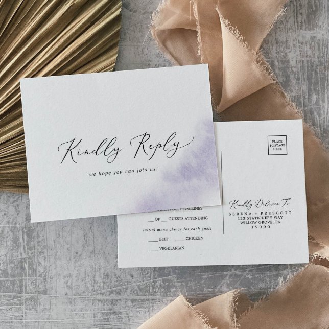 Watercolor Wash | Lila Menu UAWG Postcard Einladungspostkarte (Von Creator hochgeladen)