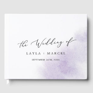 Watercolor Wash Lila Monogram Back Wedding Gästebuch