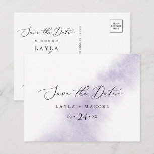 Watercolor Wash Lila Save the Date Postkarte