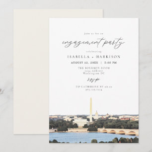 Watercolor Washington DC Monument Engagement Party Einladung