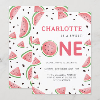 Watercolor Wassermelone 1. Sommer Geburtstagsparty Einladung