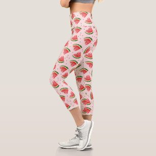 Watercolor Watermelon Frucht Muster Capri Leggings