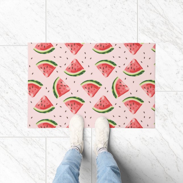 Watercolor Watermelon Frucht Muster Fußmatte (Indoor)