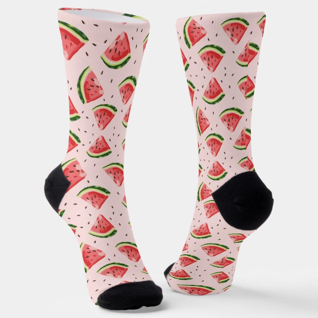 Watercolor Watermelon Frucht Muster Socken (Gewinkelt)