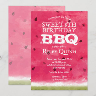 Watercolor Watermelon Geburtstag Einladung