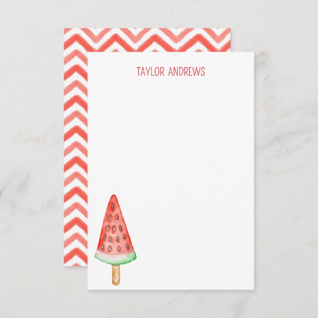 Watercolor Watermelon Popsim Mitteilungskarten (Vorne/Hinten)