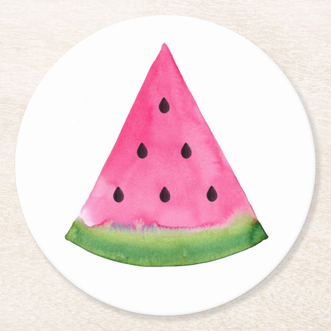 Watercolor Watermelone Runder Pappuntersetzer (Vorderseite)