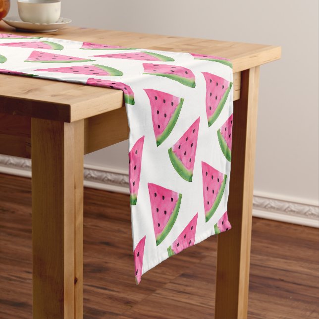 Watercolor Watermelone Wedge Pattern Kurzer Tischläufer (Beispiel)