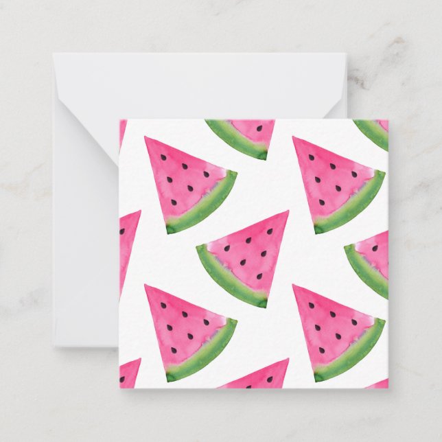 Watercolor Watermelone Wedge Pattern Mitteilungskarte (Vorderseite)