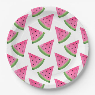 Watercolor Watermelone Wedge Pattern Pappteller
