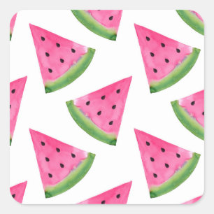 Watercolor Watermelone Wedge Pattern Quadratischer Aufkleber