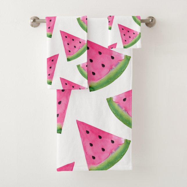 Watercolor Watermelone Wedges Badhandtuch Set (Insitu)