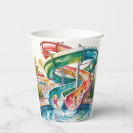 Watercolor Waterslide Kids Birthday Party Pappbecher