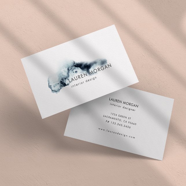 Watercolor Waves Blue Minimalistic Business Card Visitenkarte (Von Creator hochgeladen)