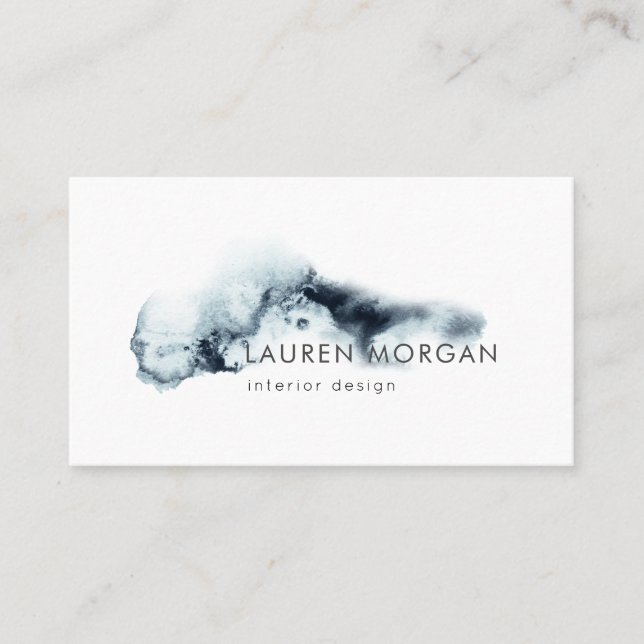 Watercolor Waves Blue Minimalistic Business Card Visitenkarte (Vorderseite)